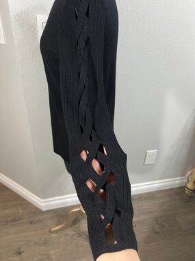 Love Token Black Knit Top with Logo Tag